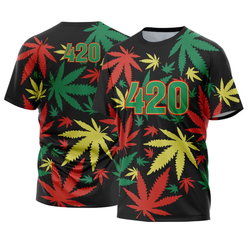 

Jamaican Plant Leaves 3D Printed T-Shirt Men Street Hip Hop Short Sleeve Oversize Basketball Sports T Shirt Loose Quick Dry Top