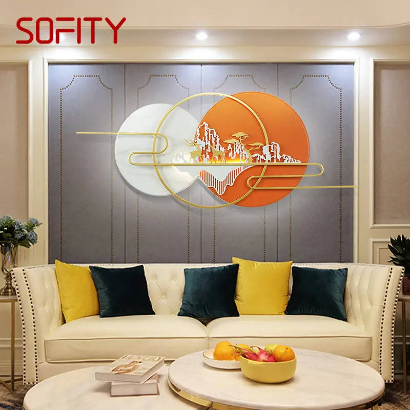 

SAMAN Modern Wall Picture Lamp LED Creative Luxury Orange Landscape Decor Sconce Light for Home Living Room