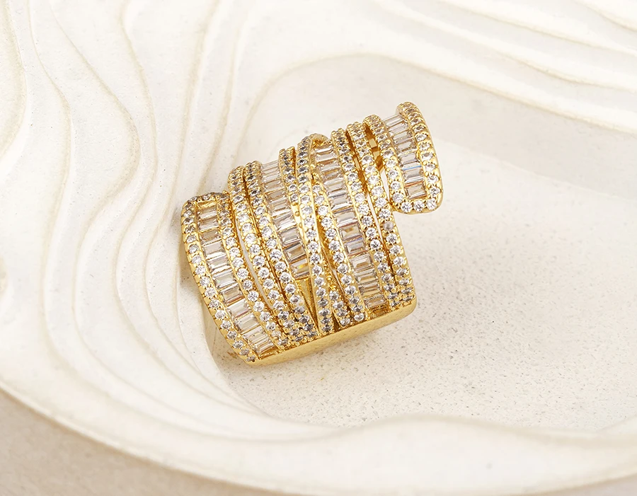 Nidin Hohe Qualität Pflastern Glänzenden Zirkon Multilayer Offene Ringe Einstellbar Für Frauen Mädchen Luxus Hochzeit Party Finger Schmuck Geschenke – Detail 6