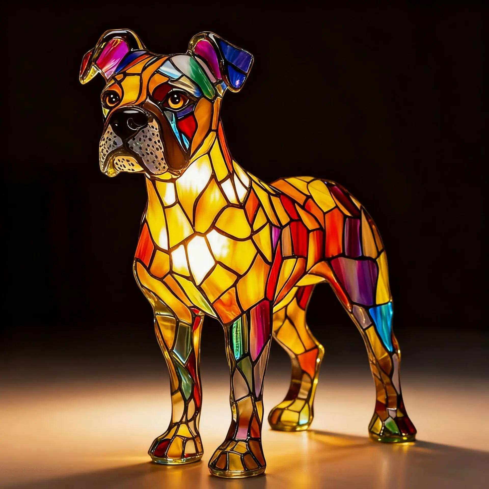 LED Nachtlicht Emittierende Harz Ornament Katze Und Hund Serie Kunst Tier Statue Kreative Hause Desktop Dekoration Skulptur – Detail 23