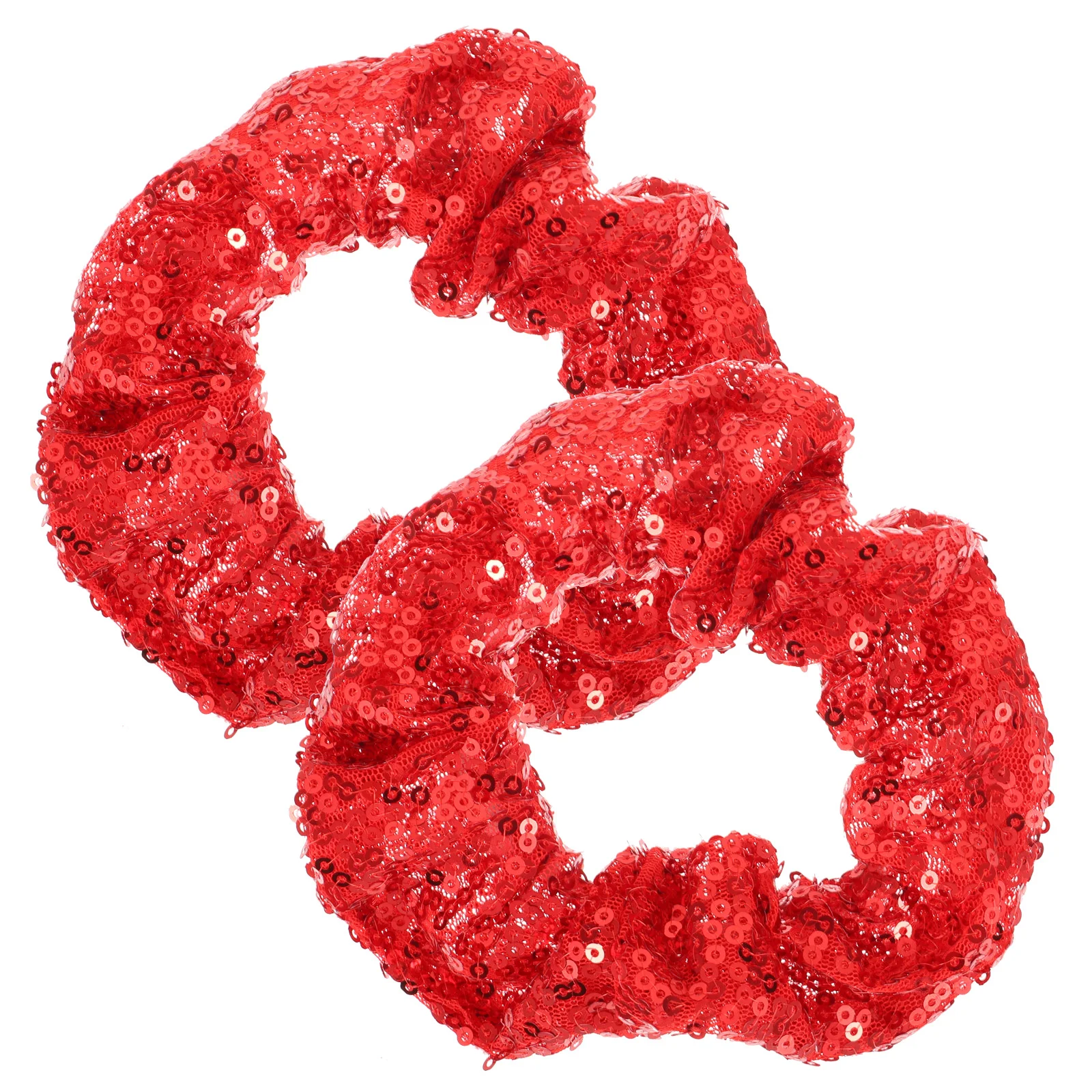 2 PCS Red Glitter Scrunchie Black Hair Scrunchies Christmas Sequin Tie Kids Headbands Girl Accessories Elastic Rope 6
