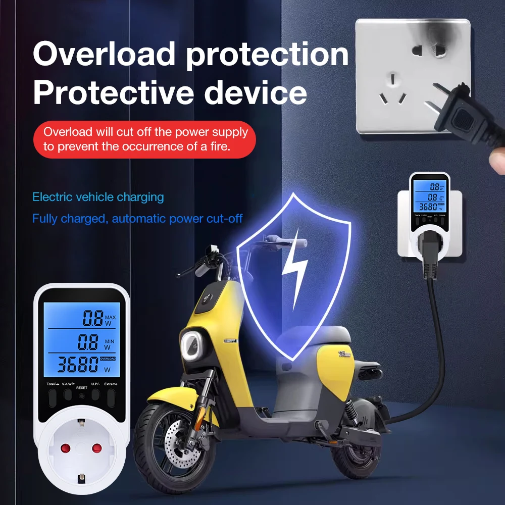 Digital Power Meter Monitors Outlet Electricity