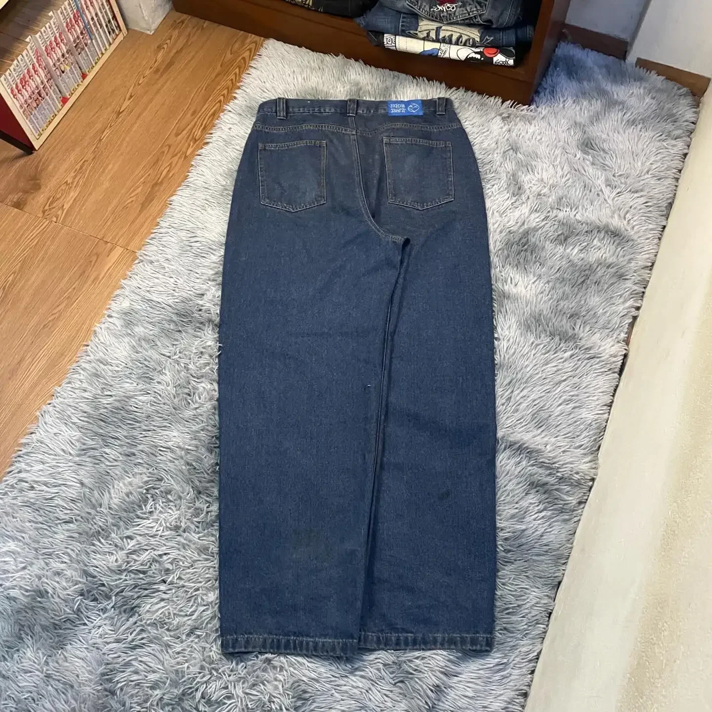 Retro Blue Baggy Jeans Y2K Pants Hip Hop Cartoon Streetwear Polar Big Boy Jeans Embroidery Mens Womens High Waist Wide Trouser 3