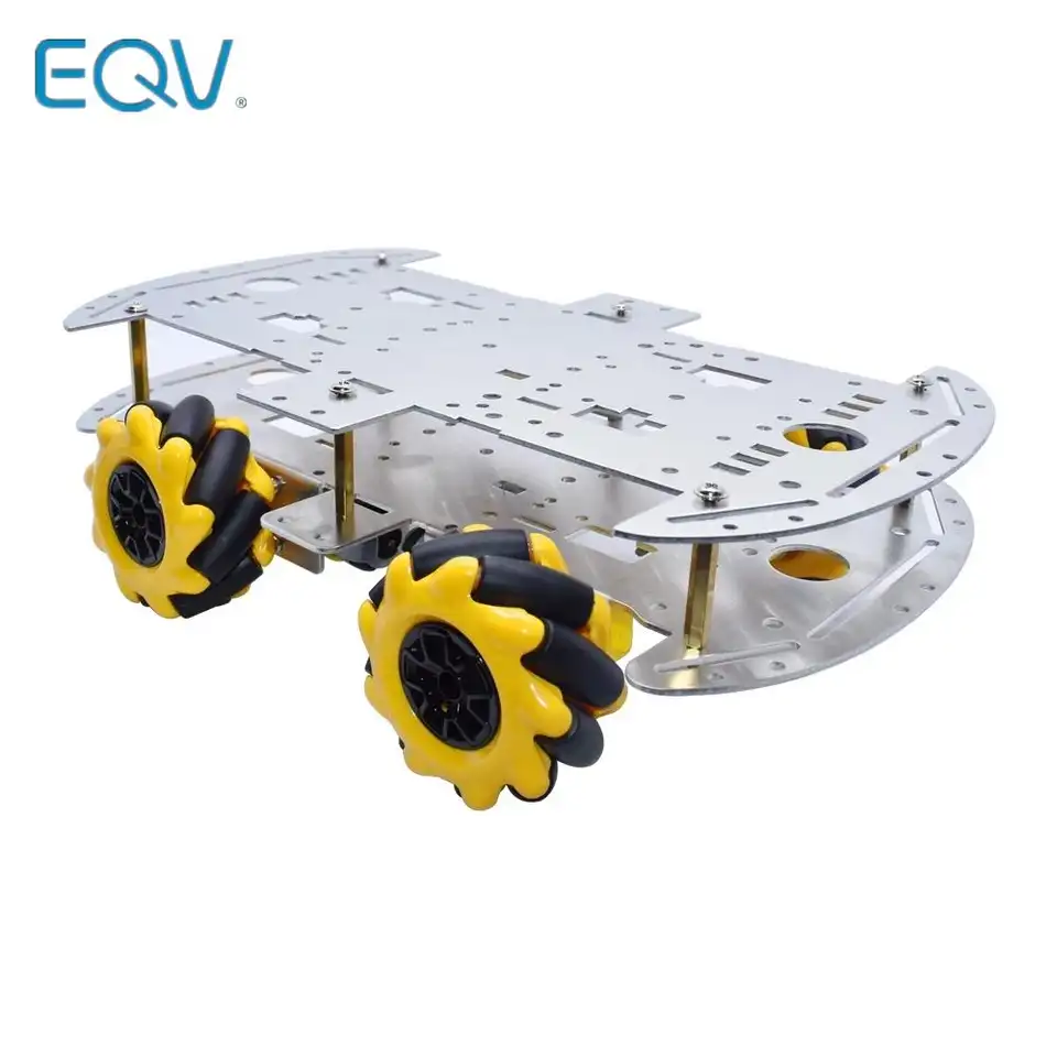 McNamum wheel aluminum car chassis DIY ultrasonic intelligent obstacle avoidance car 4WD four-wheel drive chassis image 1
