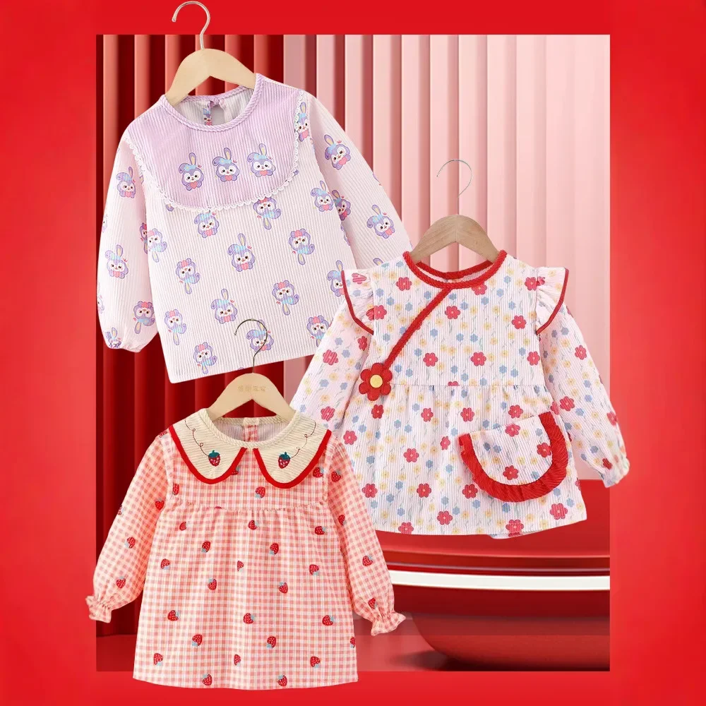 New Year New Look Children's Apron Baby Outwear Waterproof Dirty Proof Velboa Long Sleeve Protective Clothing Feeding Apron