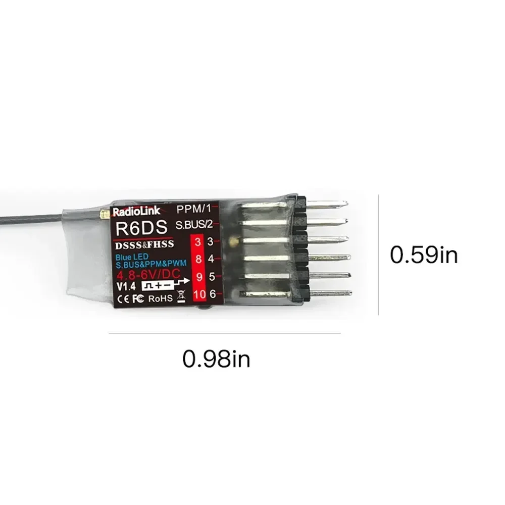 Récepteur R6DS 10 canaux avec câbles de liaison, anti-interférences intégré