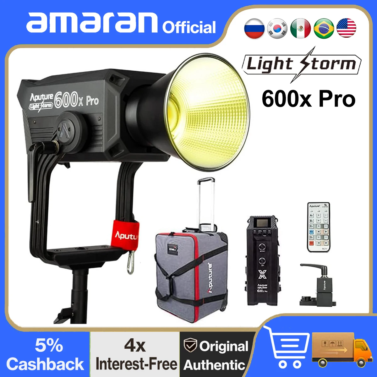 Aputure 600x Pro Studio Lights 600W Bi Color 2700K~6500K COB LED