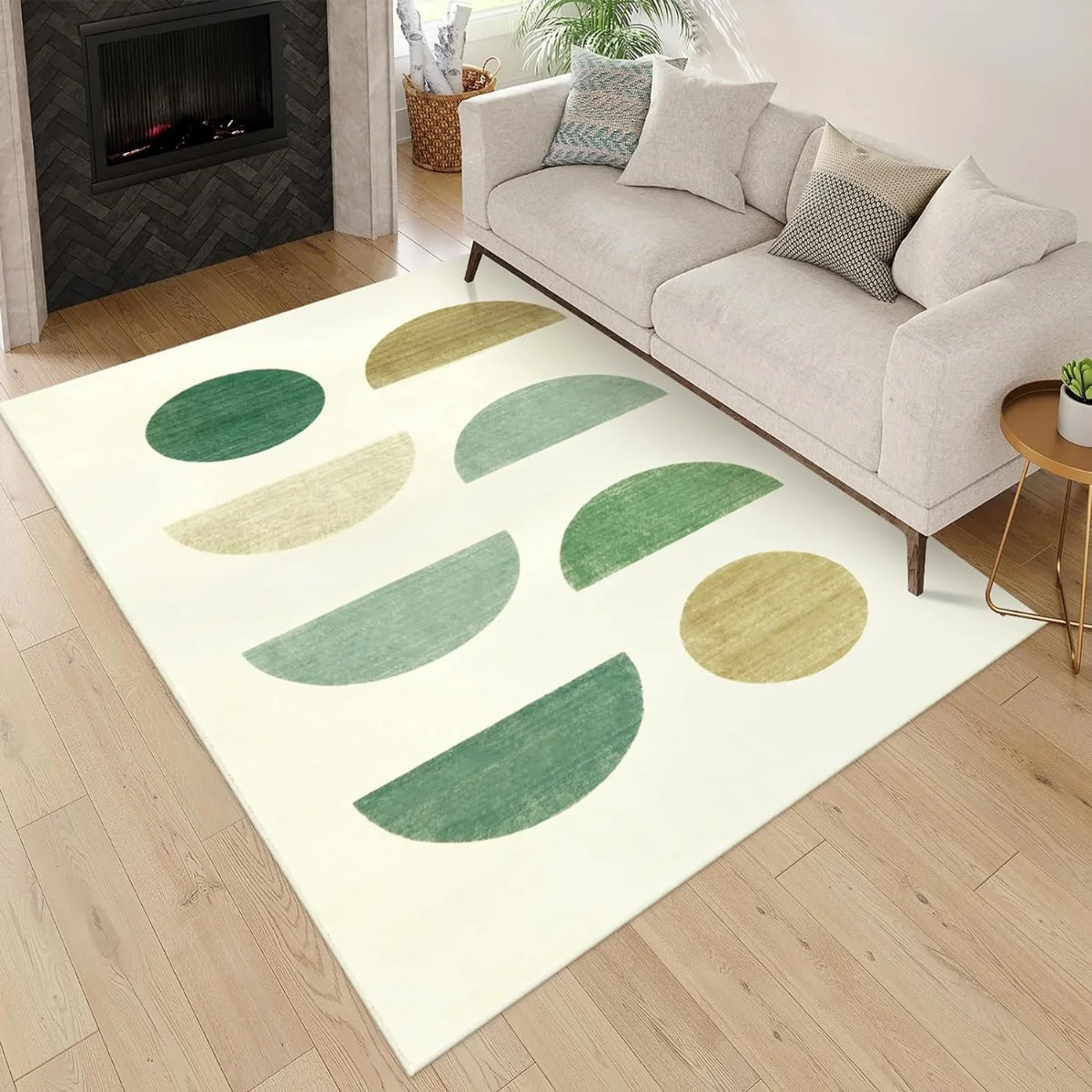 Boho Modern Minimalist Geometric Half Circle Peach Bedroom Comfort Area Rug Living Room Decorative Rug Bedroom Rug Area Rugs 3