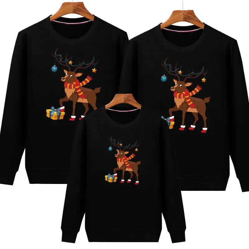thumbnail image 1 of Conjunto familiar a juego con estampado de ciervos, sudaderas con capucha con estampado de manga larga para Navidad, sudadera para madre e hija, blusa, camisas para familia, 1 of 5