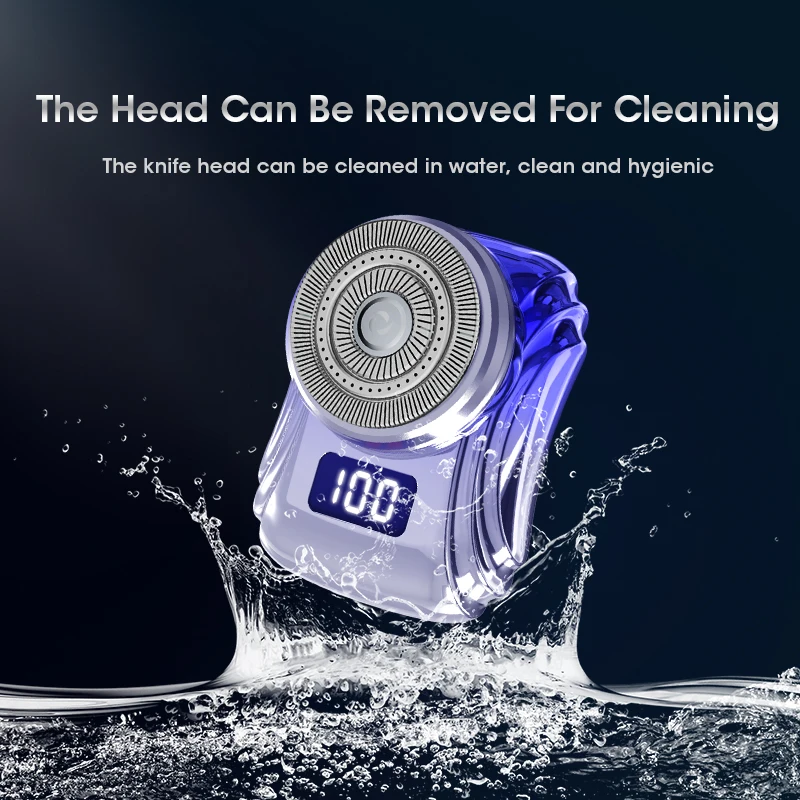 Mini Shaver Electric Waterproof Shaver Portable Male Travel Shaver with Digital Display USB Rechargeable Dry Wet Shave Razor 5