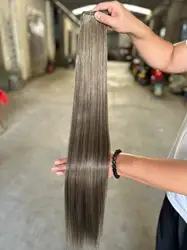 Salon Quality Super Long Synthetic Yaki Straight Hair Extensions - 1pc (Piano Brown)