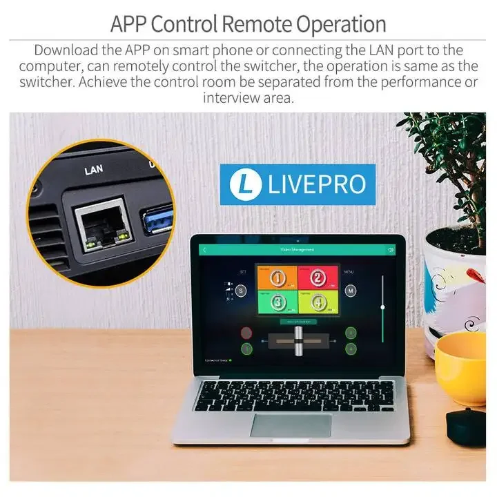 멀티 카메라 비디오 믹서 스위처, LCD 스크린, 4 HDMI 입력, USB 3.0 라이브 스트림, L1 V1