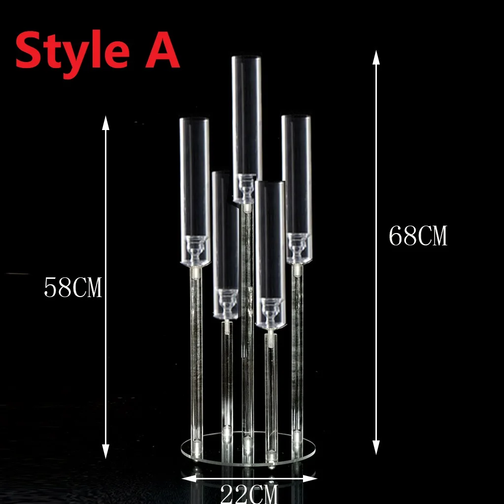Clear Acrylic Candle Holder with Rectangular Base, Candelabra Centerpieces, Taper Candlestick, 2-10Pcs
