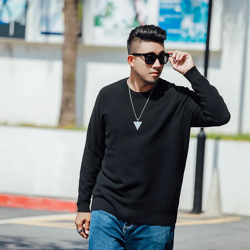 Oversized Men Sweaters Autumn Solid 