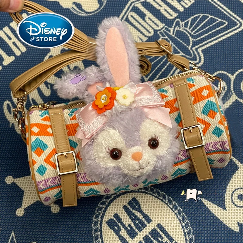 

Disney Stellalou Crossbody Bucket Bag Portable Plush Cylinder Canvas Zipper Bag Birthday Gift Rabbit Shoulder Underarm Wrap Girl