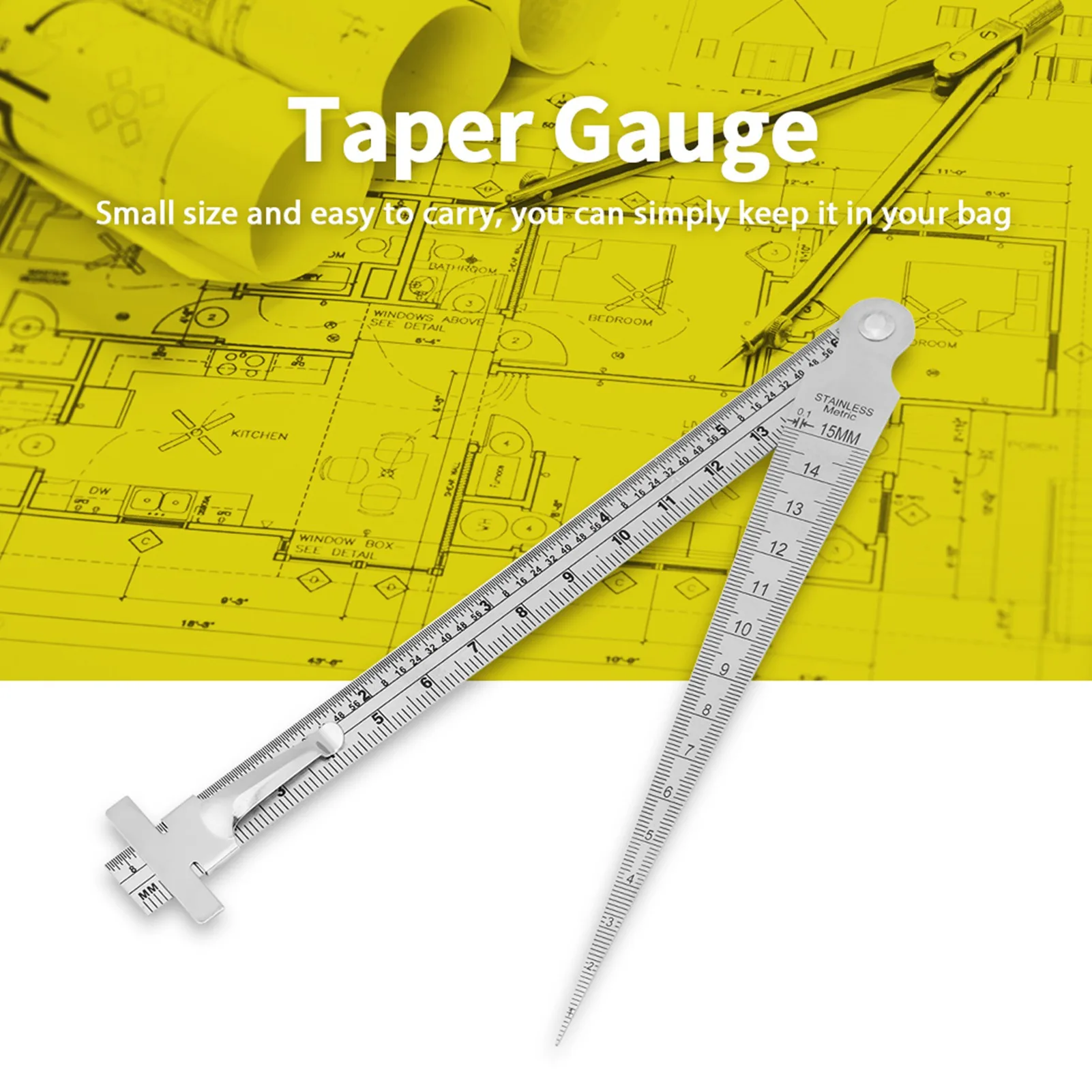 Depth Gauge Hole Size Gage Feeler Gauge Stainless Steel Welding Taper Gap Depth Ruler Hole Inspection Tool Taper