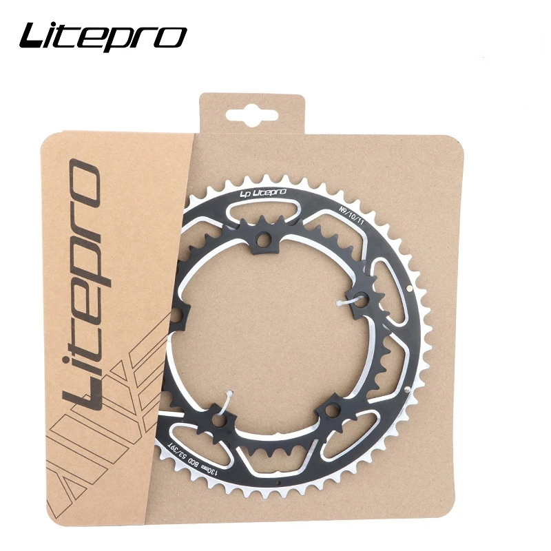 

Litepro 53-39T Chainring 130 Bcd Aluminum Alloy Double Chain Ring for 0/10/11 Speed Road Bike Folding BIke Litepro Accessories