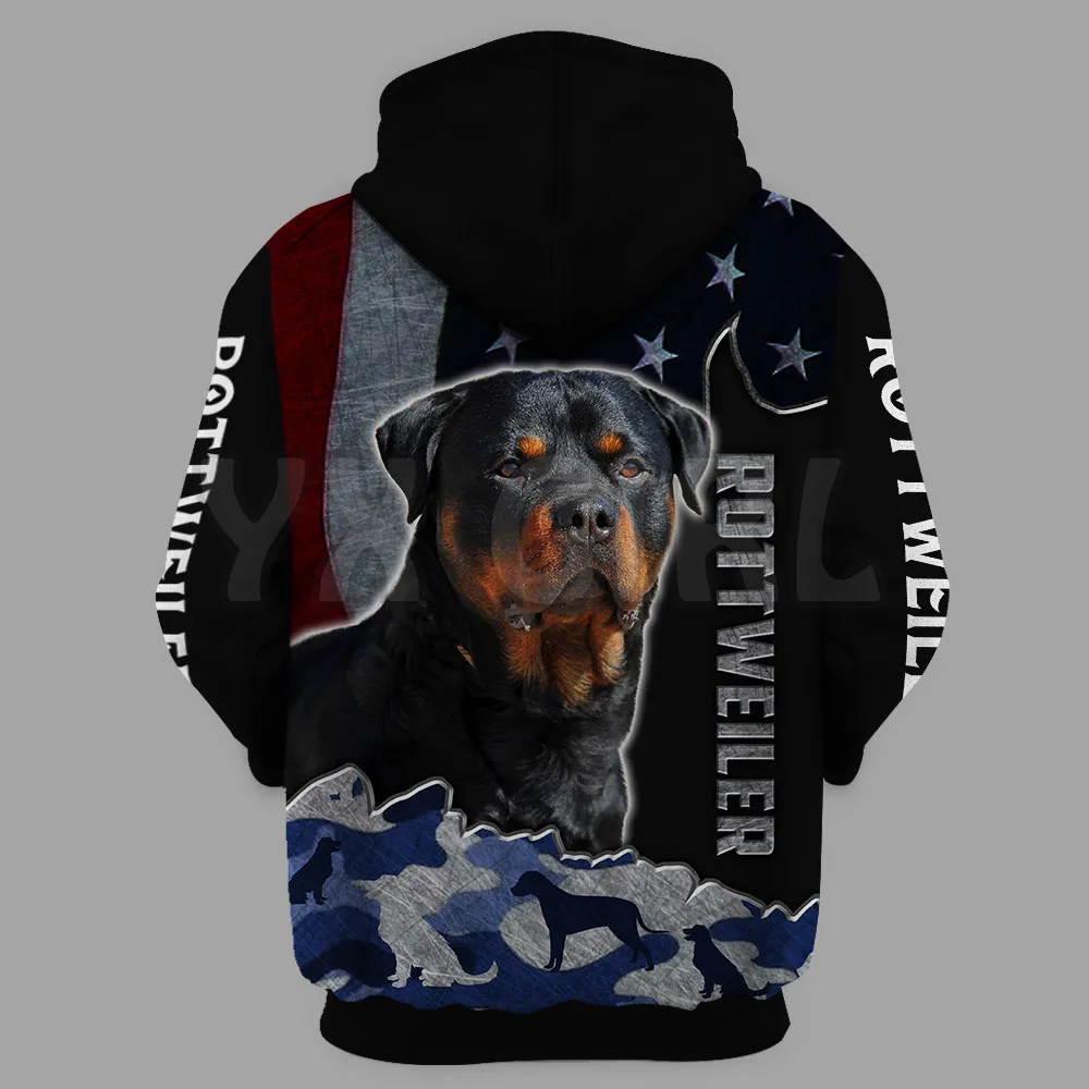 Rottweiler 3D Printed Hoodies  Unisex Pullovers Funny Dog Hoodie Casual Street Tracksuit