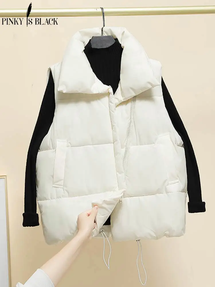 PinkyIsBlack 2022 New Winter Cotton Down Vest Women Loose Waistcoat Warm Cotton Padded Jacket Sleeveless Female Winter Waistcoat
