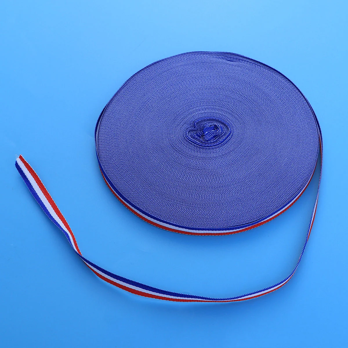 

1CM 50M Bulk Ribbon Roll Polyester Stripes Ribbon Party Favors Decoration for Costume Bag Gifts Wedding ( Red White and Blue )