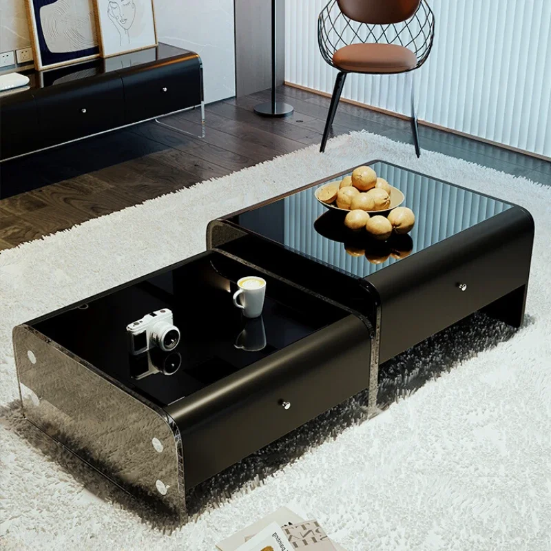 

Italian Minimalism Coffee Tables Acrylic Combination Living Room Glass Coffee Tables Modern Luxury Mueble Salon Furniture QF50CT