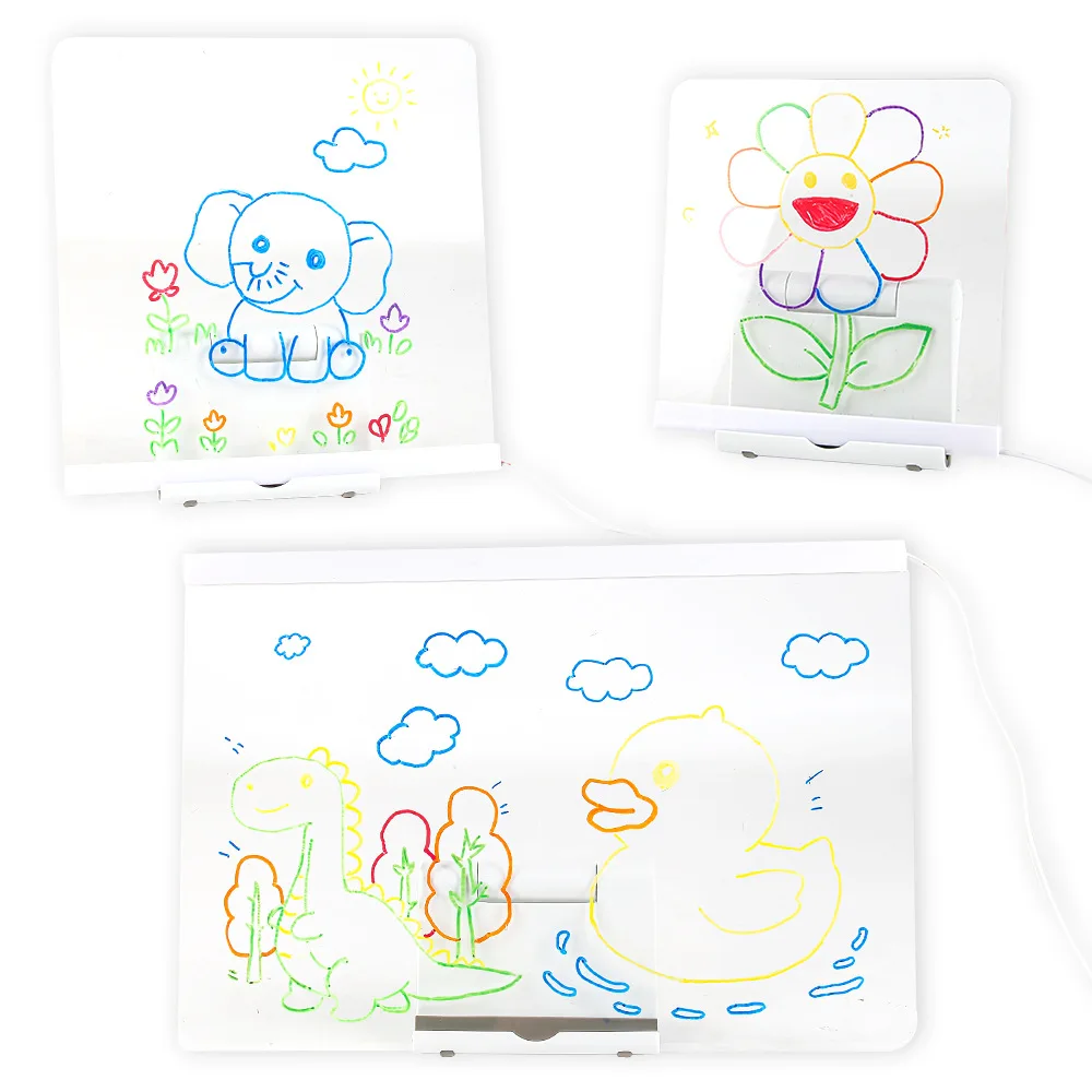 LED 빛나는 드로잉 보드 어린이 라이트 업 낙서 그림 패드 아크릴 메시지 보드 형광 다채로운 펜 룸 장식
