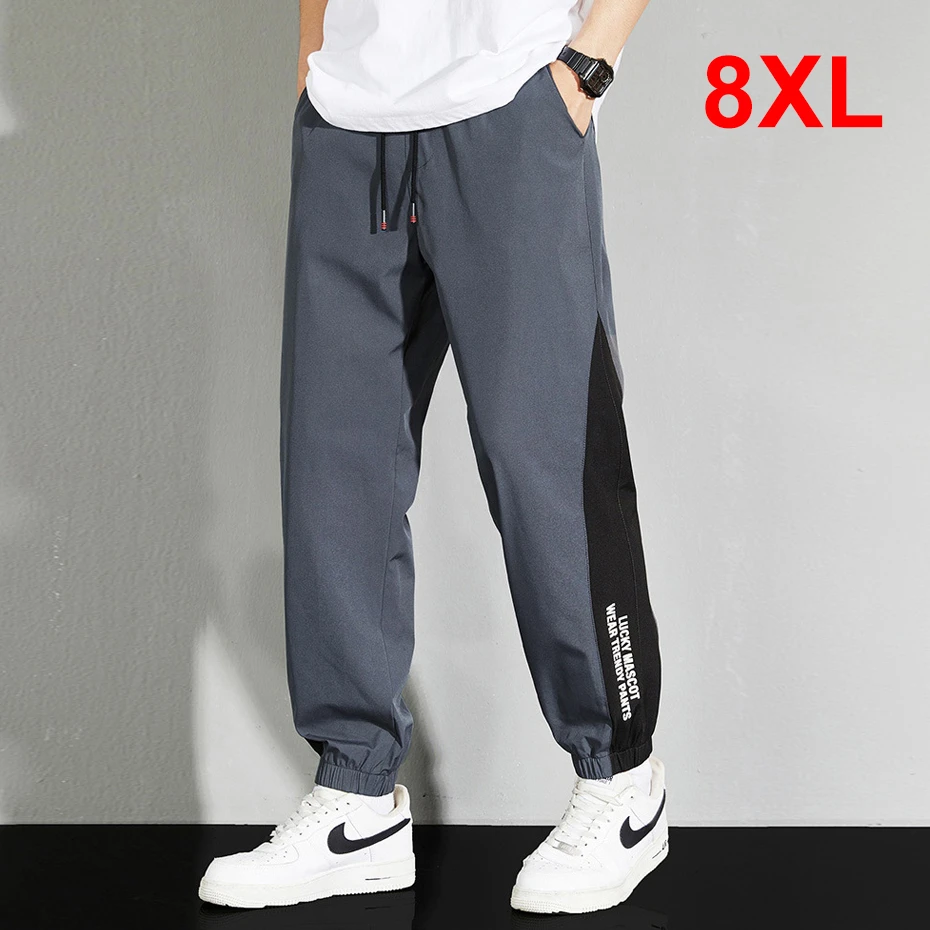 Sweatpants Men Jogger Pants Plus Size 8XL Fashion Casual Patchwork Trousers Male Big Size Joggers Elastic Waist