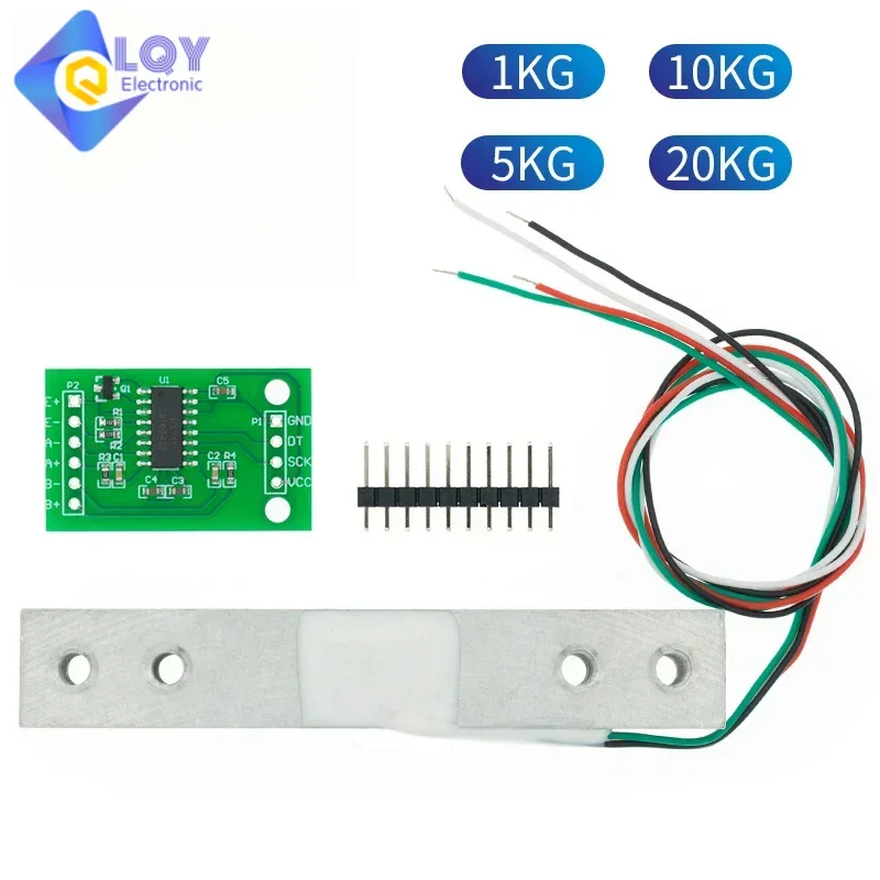 LQY Load Cell 1KG 5KG 10KG 20KG HX711 AD Module Weight Sensor Electronic Scale Aluminum Alloy Weighing Pressure Sensor