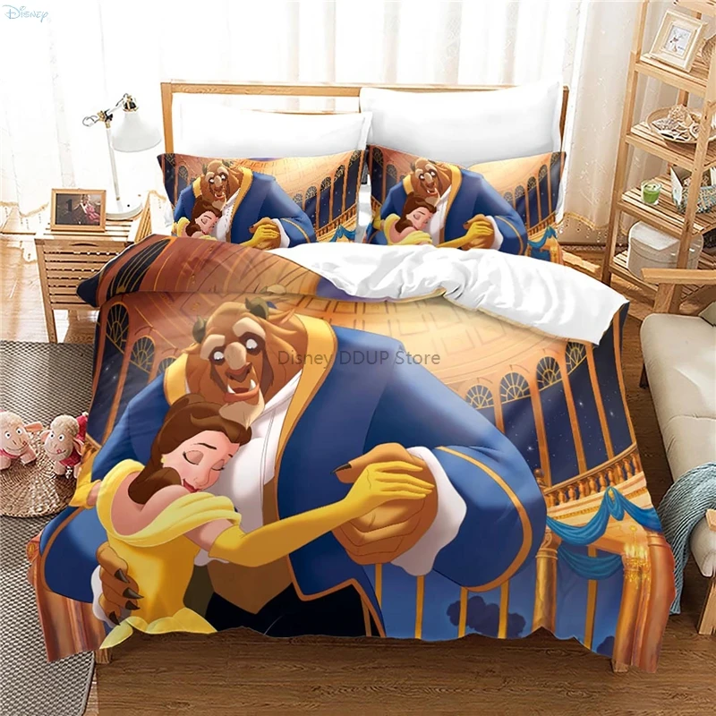 Beauty and The Beast Cartoon Bedding Set Twin Full Queen King Size Comforter Cover Set with Pillowcase Adult Kids Duvet Covers