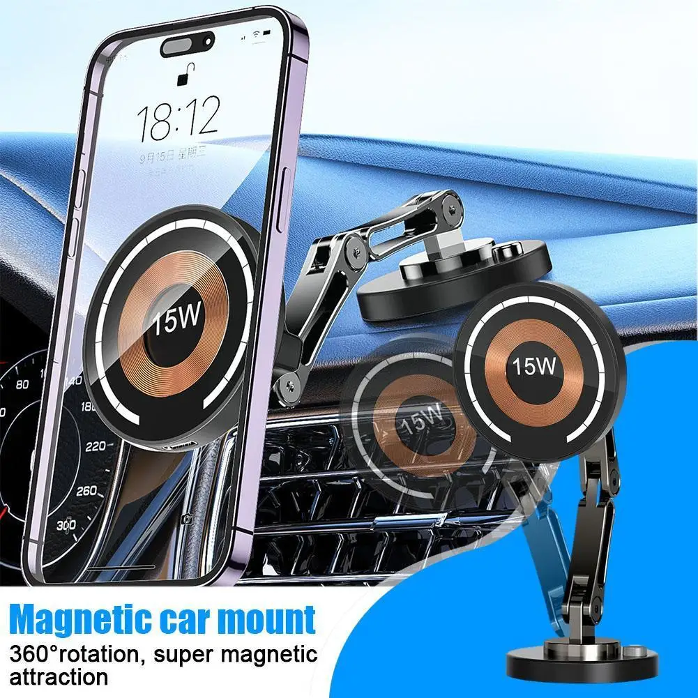 Supporto Magnetico Per Telefono Da Auto In Lega Di Zinco 360 Rotazione Pieghevole Telefono Movil Staffa Per Iphone 14 13 12 Pro Max Per Samsung X3T9