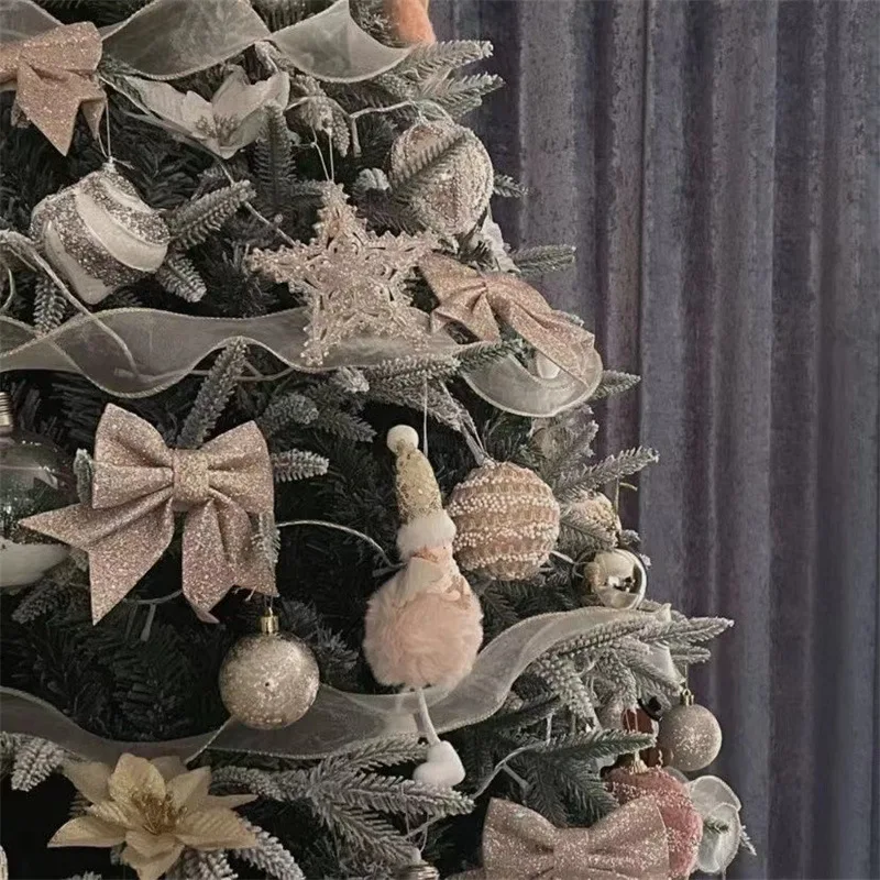 Large Red Gold Sparkling Bow Glitter Christmas Ribbon Bowknot Xmas Tree Hanging Ornaments New Year Home Decoration Navidad 2024