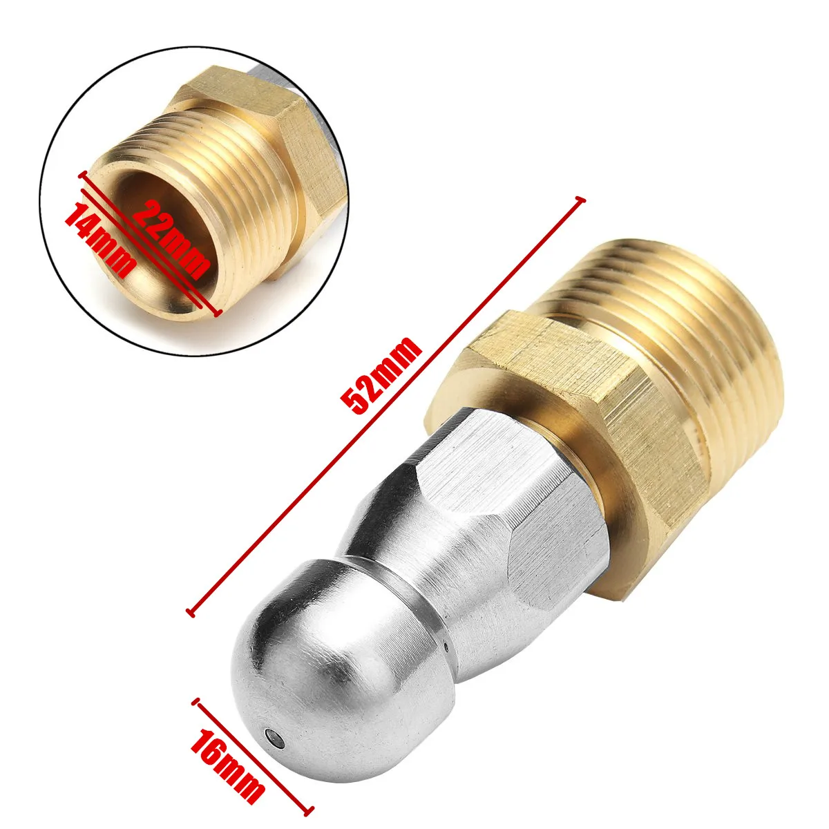 Cleaner Pipe Dredger Nozzle Attachment Head High Pressure washer Drain Sewer Cleaning Stainless steel Copper Tool