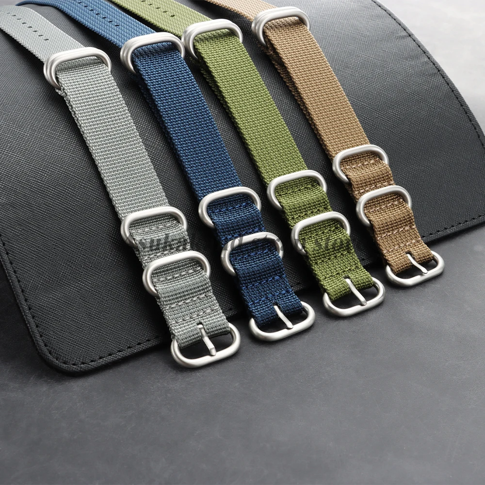 Ribbed Nylon Watch Band - Soft & Comfortable Straps in Black & Green