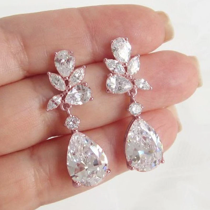 Huitan Crystal Drop Earrings with Bling Bling Cubic Zirconia Temperament Women Earrings Silver Color Trendy Jewelry drop earrings crystal earrings