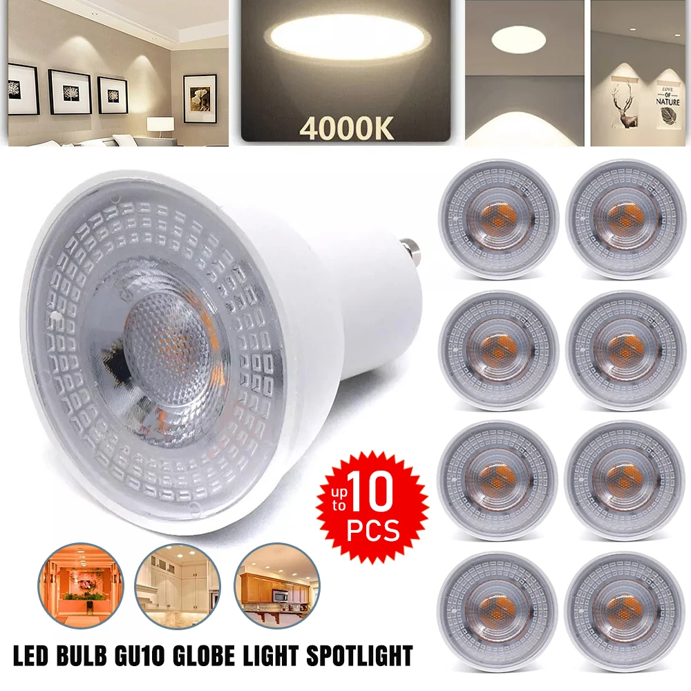 10PCS LED Bulb GU10 Globe Light Spotlight Warm Cool White Lamp Bright DownLight