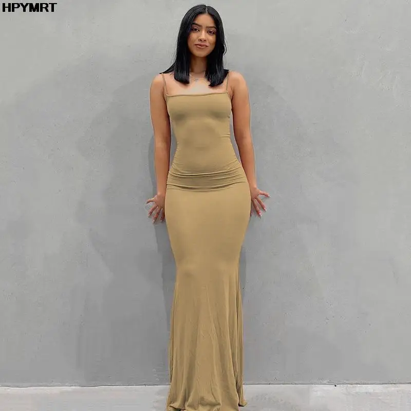 Satin Slip Sleeveless Backless Slim Sexy Maxi Dress 2022 Spring Women Party Y2K Concise Bodycon Elegant Dresses Female Clothing