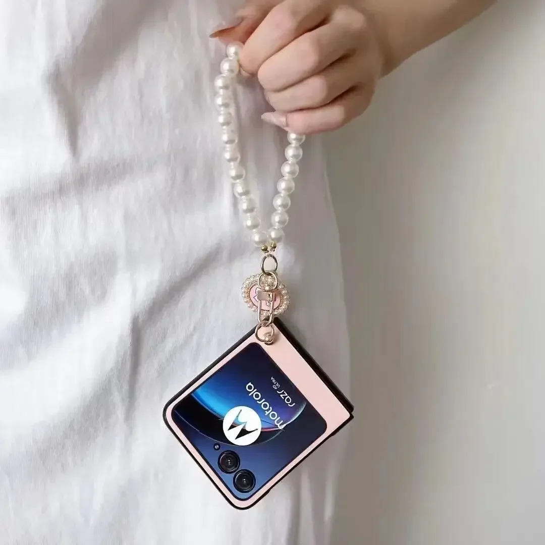 Luxury Love Pearl Heart Bracelet Leather Phone Case Cover