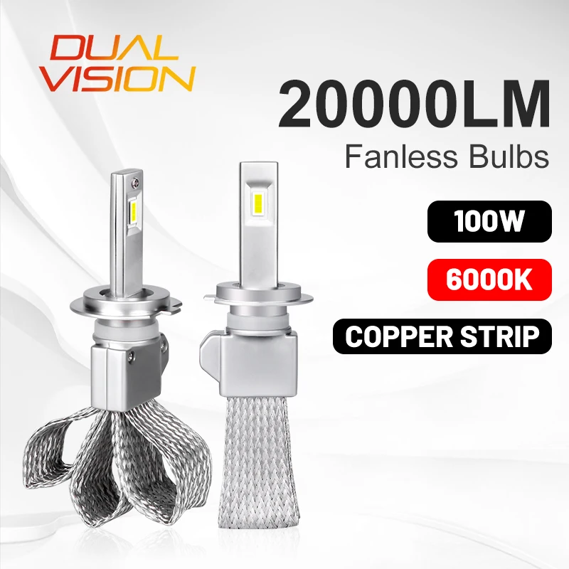 H1 Led Bulb 20000LM H7 H4 Headlights H8 H9 H11 Fog Lights Fanless 9005 HB3 9006 HB4 Auto Lamp
