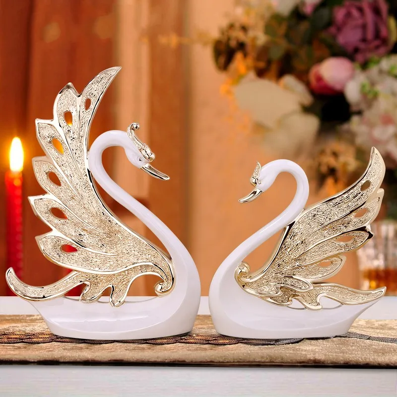 

Creative White Swan A Pair of Living Room TV Cabinet Wine Cabinet Porch Crafts Wedding Gifts Home Decoration Accessories