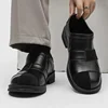 Men's Formal Leather Shoes Spring Autumn Oxford Derby Fashion British Style Adult Rubber Outsole Solid Color Stitching Detail