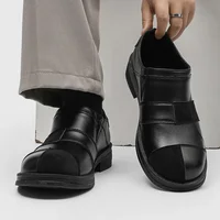 Men's Formal Leather Shoes Spring Autumn Oxford Derby Fashion British Style Adult Rubber Outsole Solid Color Stitching Detail