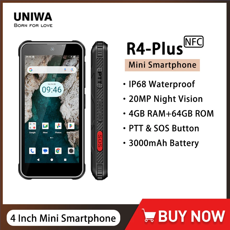 4 インチ NFC スマートフォン UNIWA R4 PLUS UNIWA R4-Plus Rugged 4G Mini Smartphone 4 Inch Touch Screen Octa