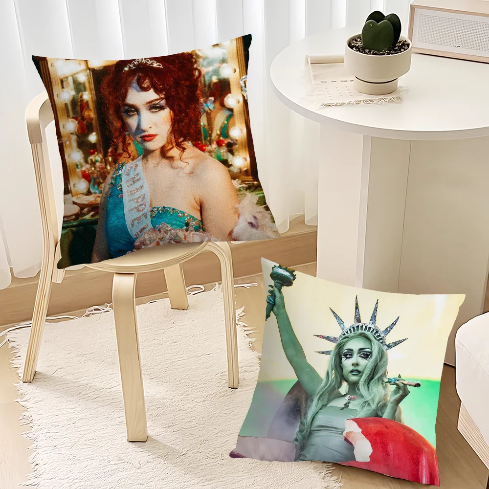 Hot Singer Chappell Roan Pillow Case Sofa Living Room Bedroom Headboard Backrest Cushion Square Cushion Nap Time 5