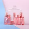 10pcs Travel Bottles Toiletry Kit Leak Proof Portable Set, Red Clear Flight Size Cosmetic Containers for Lotion,Shampoo