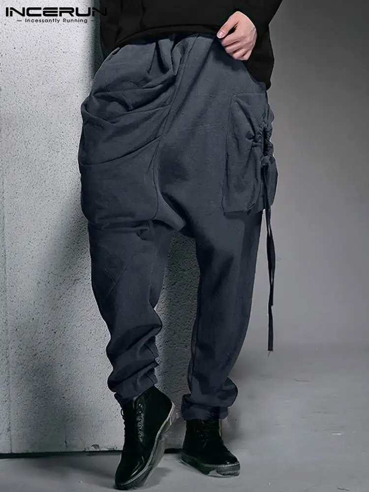 Fashion Men Harem Pants Solid Color 