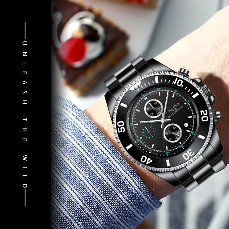 NOTIONR Luxury Mens Blue Watches Men Business Waterproof Calendar Quartz Watch Man Casual Luminous Clock relogio masculino