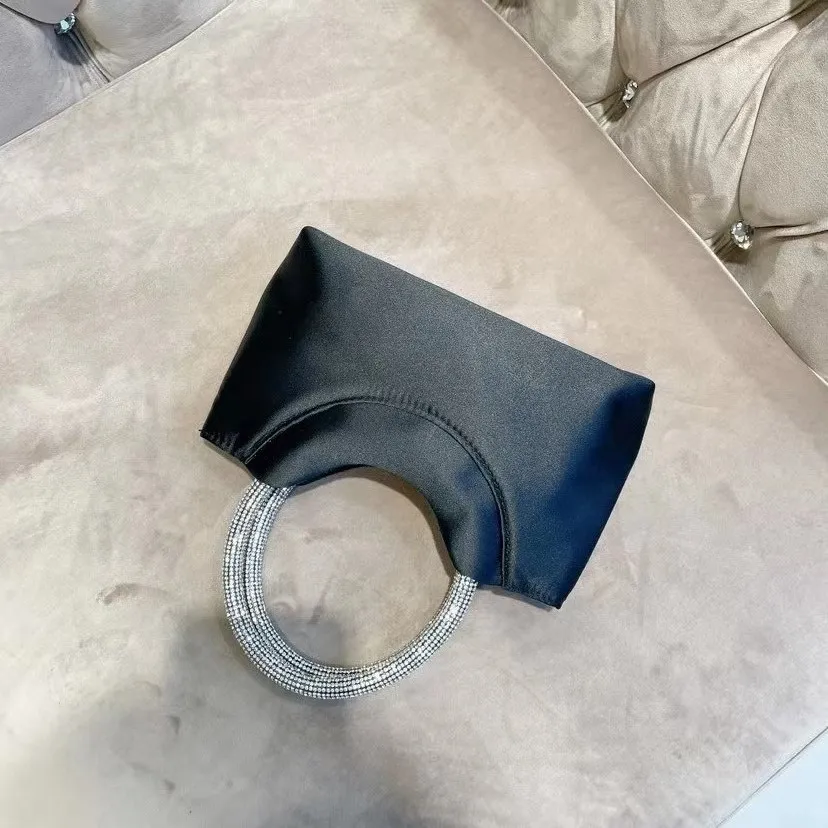 Luxury Satin Women's Handbag Glitter Shiny Rhinestones Diamonds Evening Bag Wedding Party Clutch Purse  Shoulder Crossbody Bag