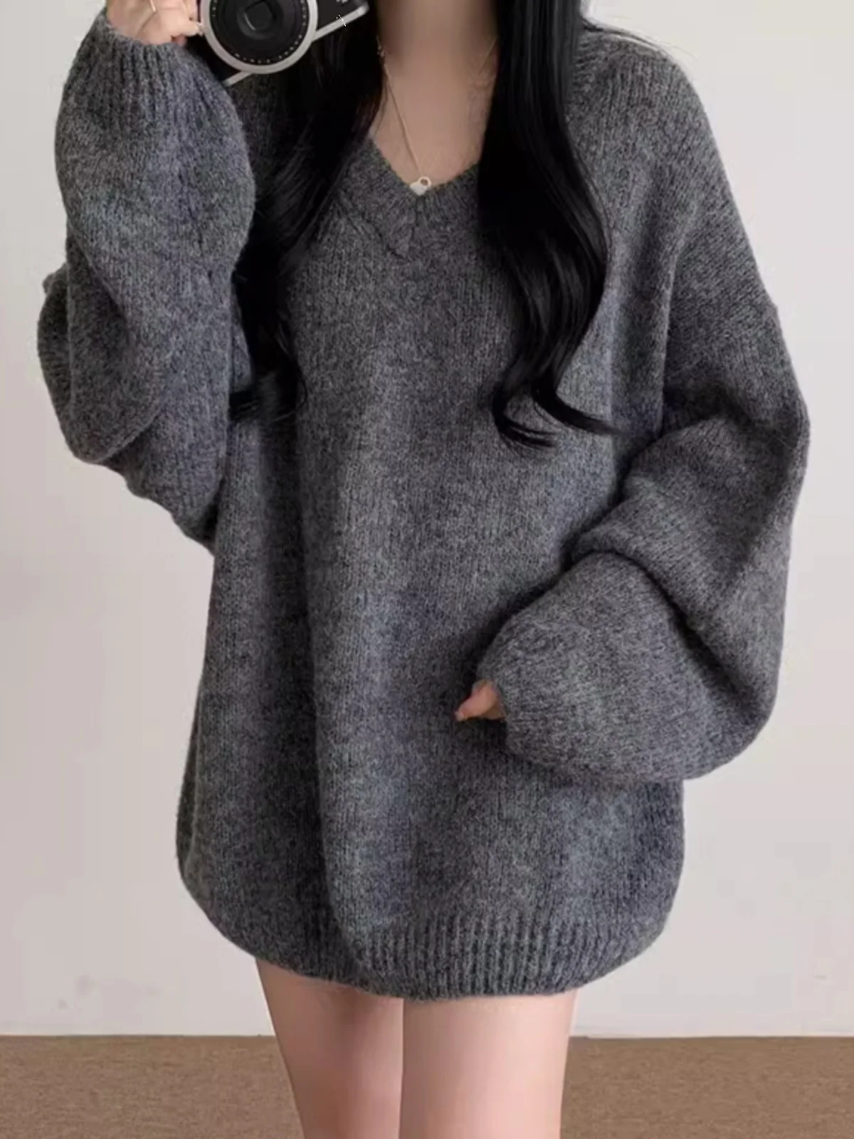 Soft Cozy Knitwear Women's Loose Sle Autumn Winter New Faion V-Ne Long Sve Sweater Korean Commute Sle Outerwear