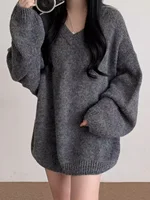 Soft Cozy Knitwear Women's Loose Autumn Winter New Sle Faionable Agel Small Outerwear Sweater Top V-ne Lantern Sve - Image 5