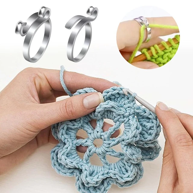 1PCS Adjustable Crochet Finger Ring Tension Ring Open Yarn Guide